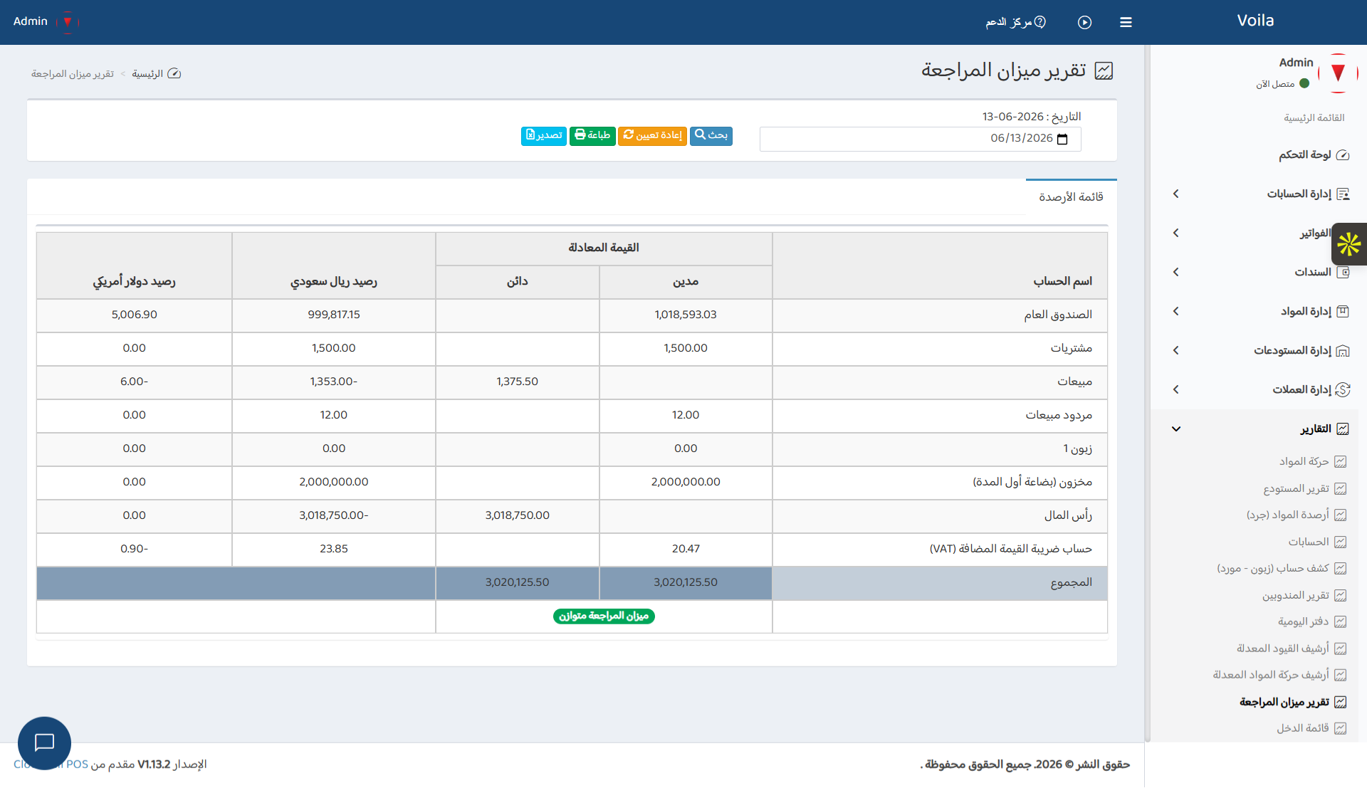 Trial Balance Report