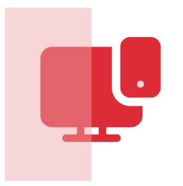 Desktop Icon with Mobile Icon hovering over it.